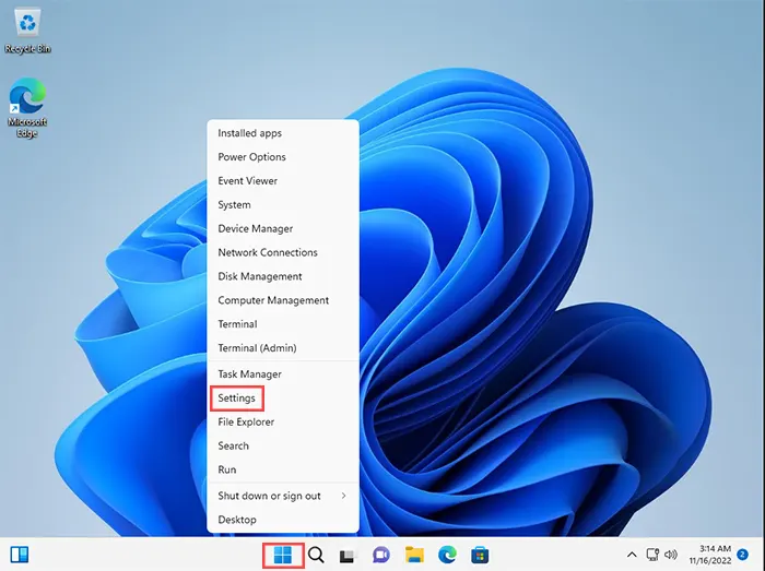 setting Windows 11